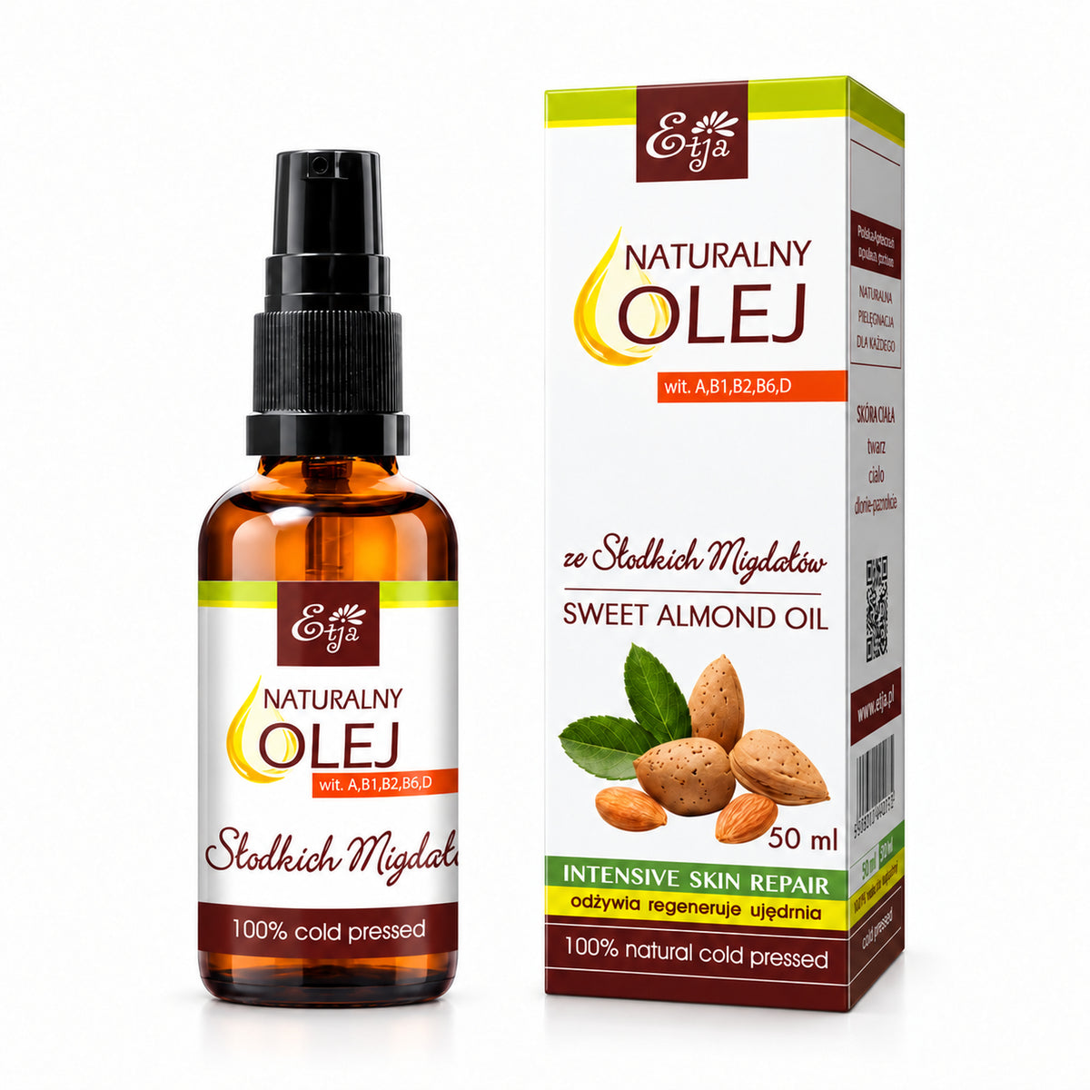 Sweet Almond Cosmetic Oil 50ml – Etja | Olej ze słodkich migdałów 50ml – Etja
