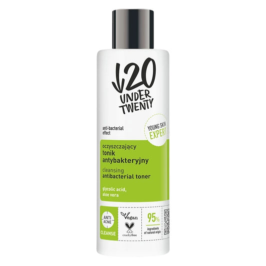 Under Twenty Antibacterial Toner – Cleansing acne treatment with glycolic acid and aloe vera for young skin, 200ml