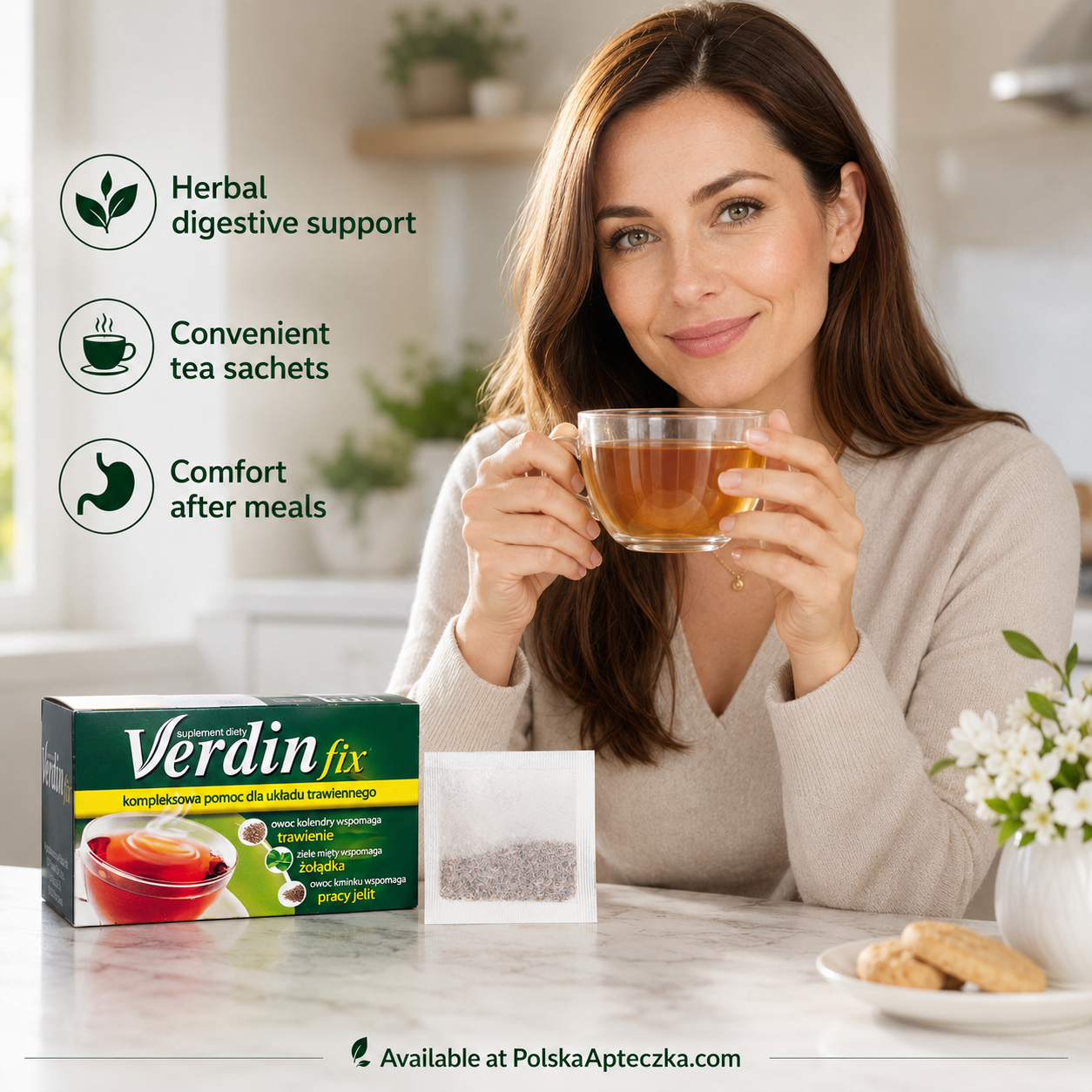 Verdin Fix Herbal Digestive Tea Sachets 20 Count Lifestyle