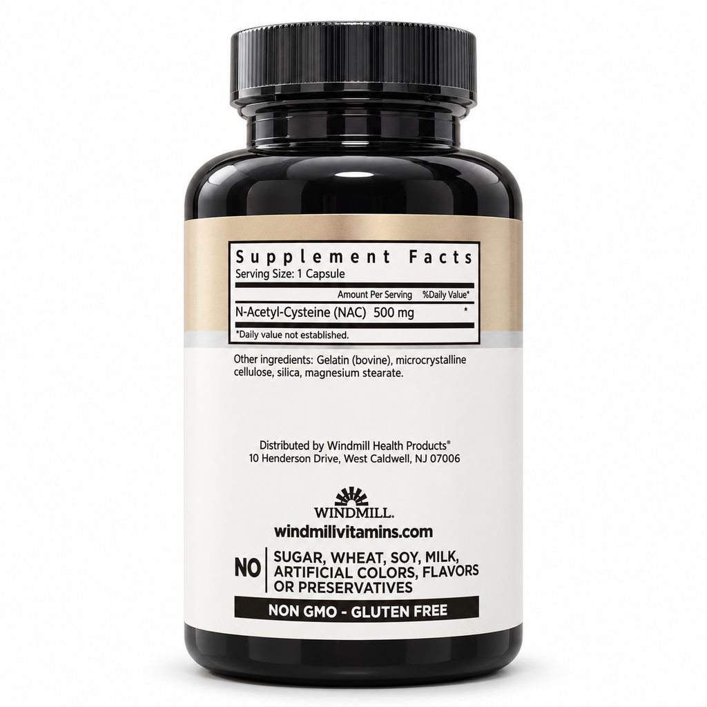 Windmill NAC 500 mg Supplement Facts and ingredients / Skład Windmill NAC 500 mg