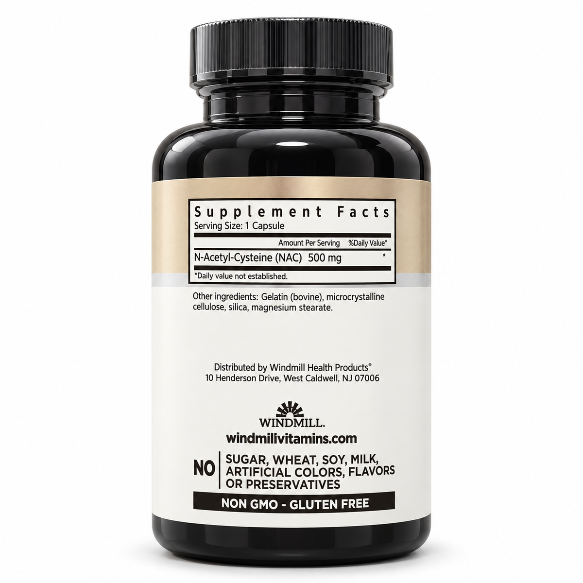 Windmill NAC 500 mg Supplement Facts and ingredients / Skład Windmill NAC 500 mg