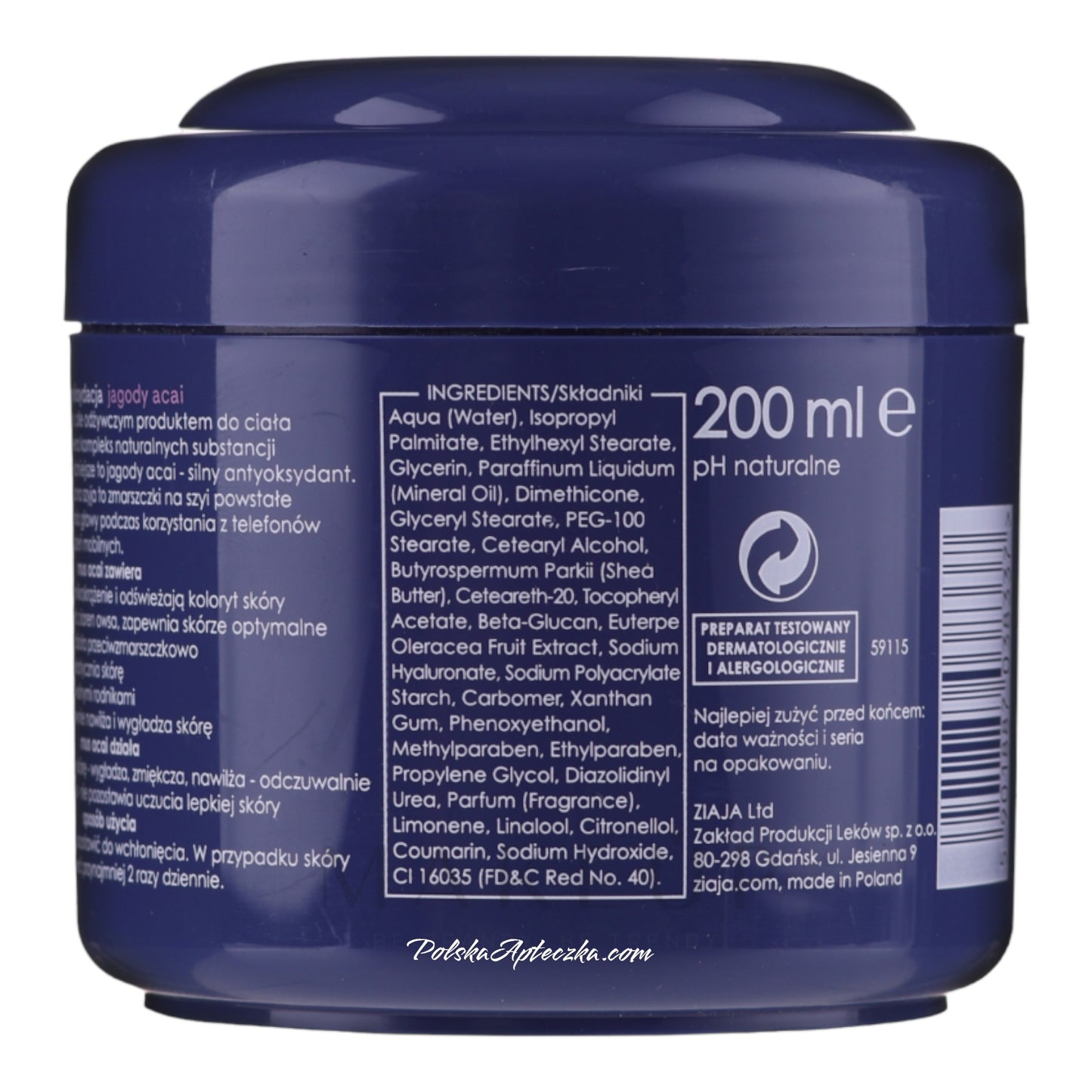 Ziaja Acai Berry Moisturizing Body Mousse, 200ml