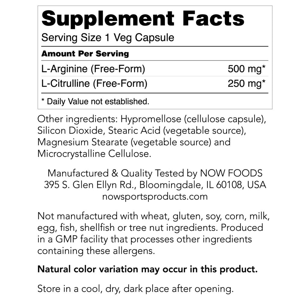 Arginine & Citrulline 500 mg/ 250 mg, Amino Acids, 240 Veg Capsules