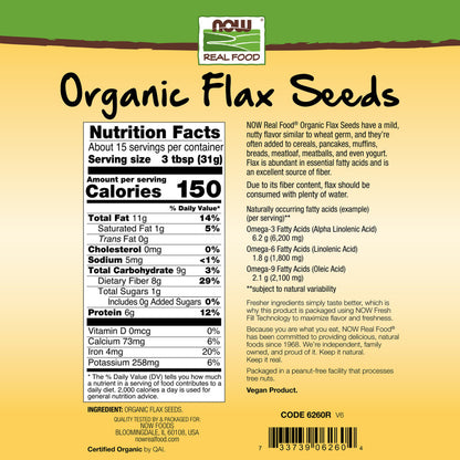 Flax Seeds, Organic - 16 oz.