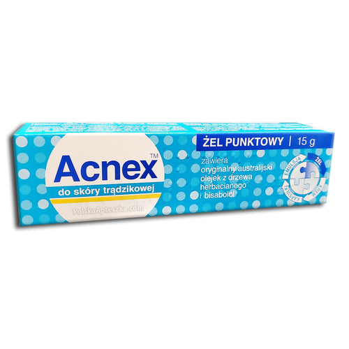 Acnex Spot Treatment Gel 15g box with tea tree oil and bisabolol