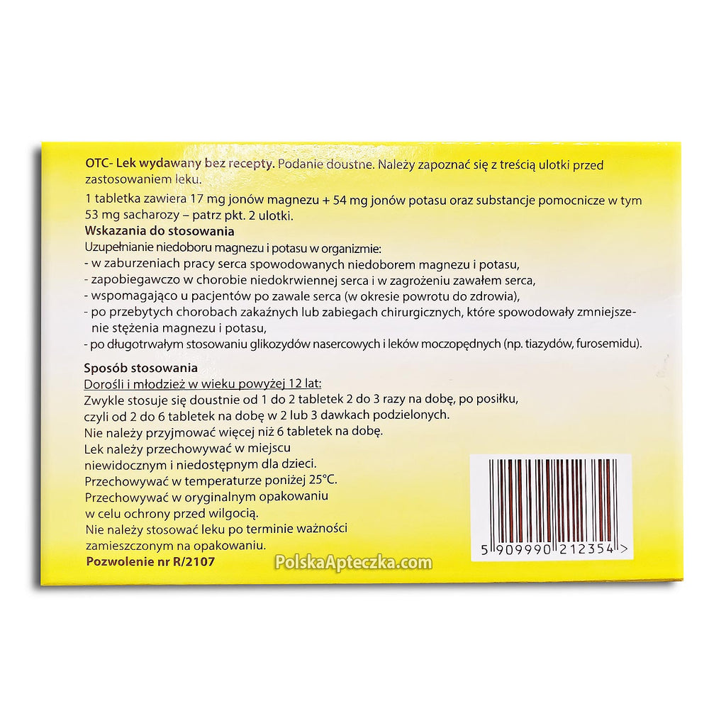 Aspargin 75 tablets magnesium and potassium supplement for heart muscles and energy back of box