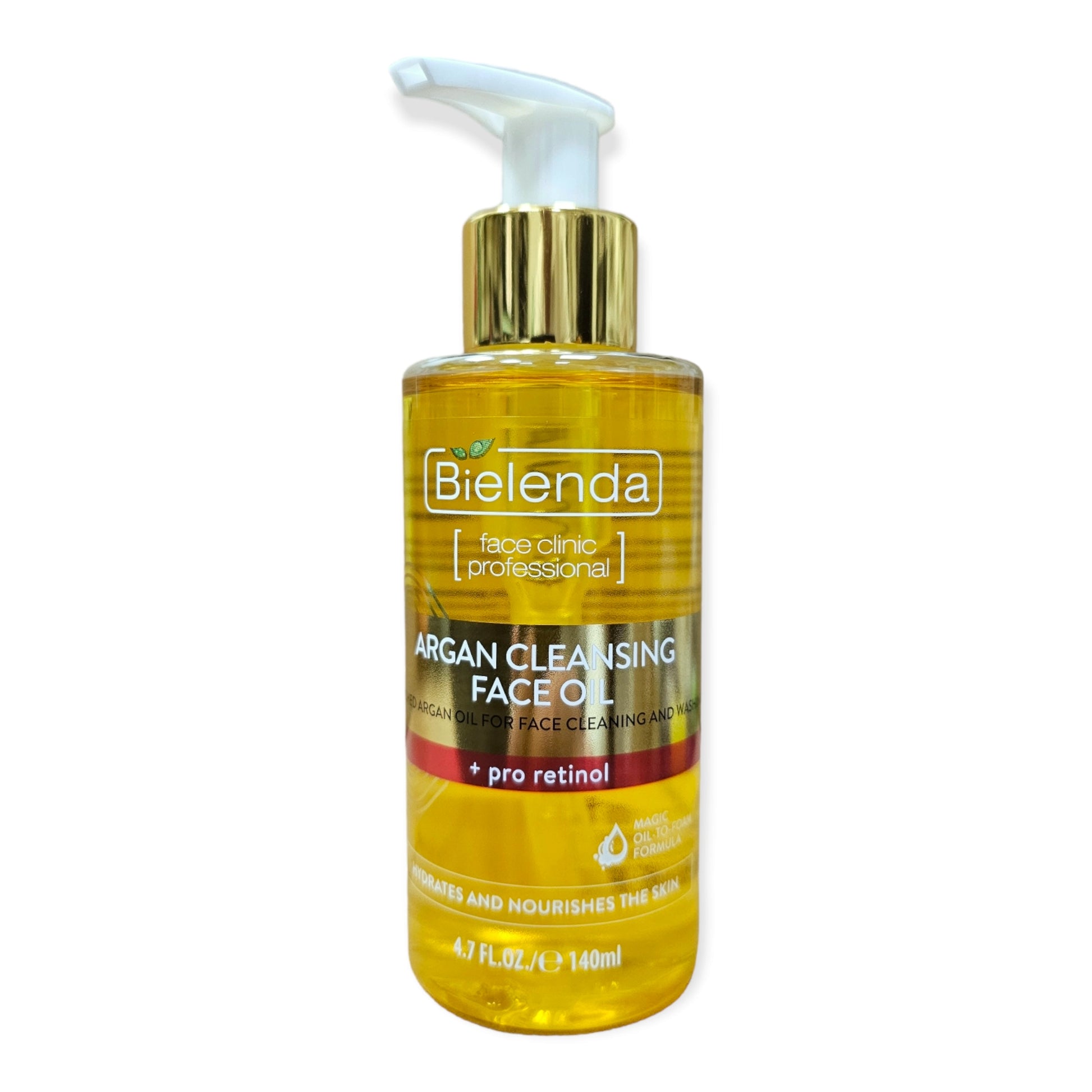 Bielenda Argan Cleansing Face Oil uszlachetniony olejek arganowy do oczyszczania i mycia twarzy pro retinol 140ml