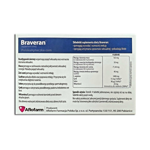 Braveran 8 tablets ingredients