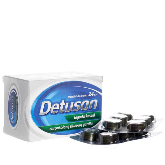 Detusan 24 lozenges for dry cough and throat protection lozenges
