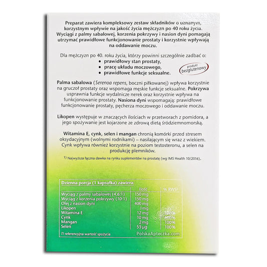 Doppelherz Aktiv Na Prostatę Forte box – 30 capsules for prostate and urinary support ingredients