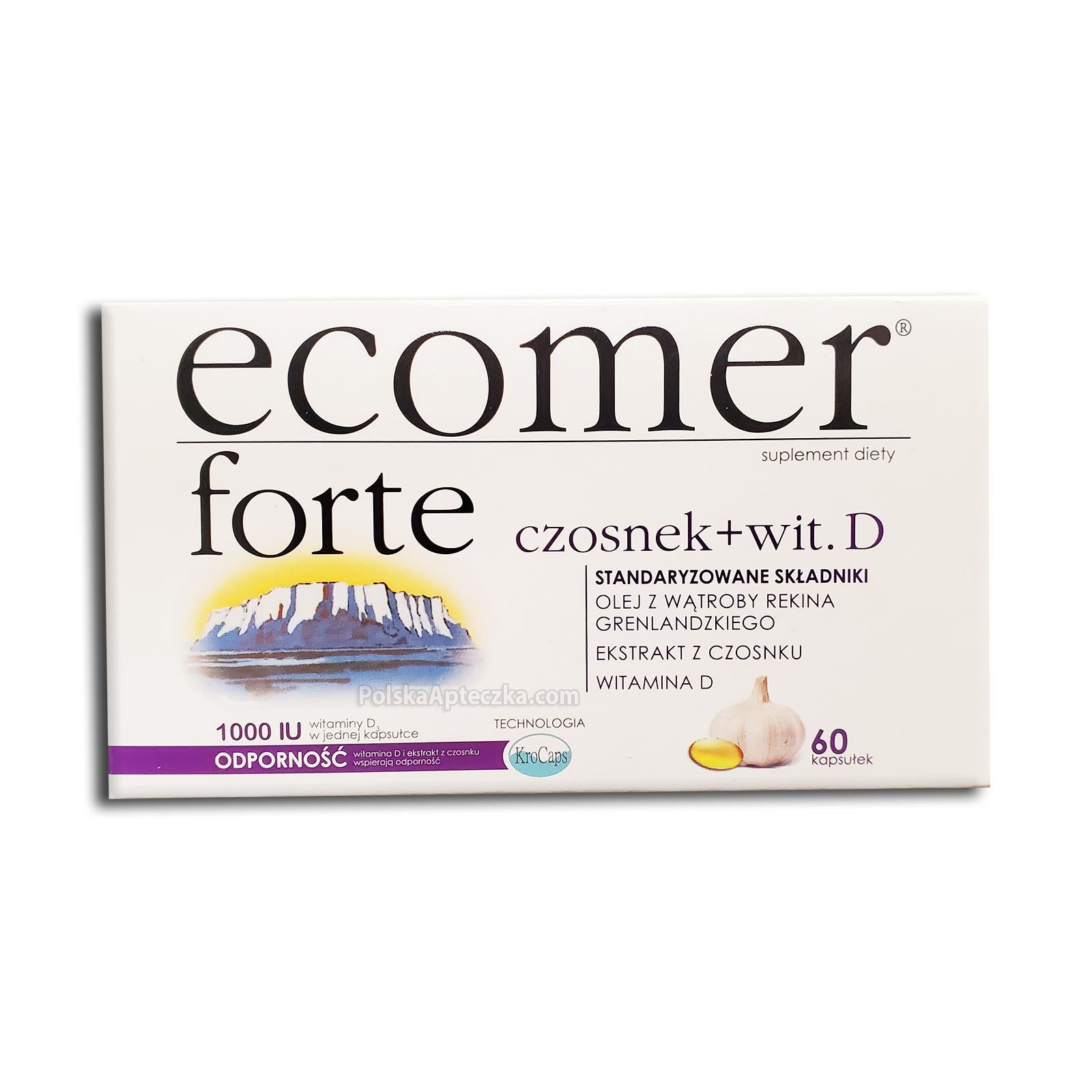 Ecomer forte czosnek + wit. D, 60 capsules