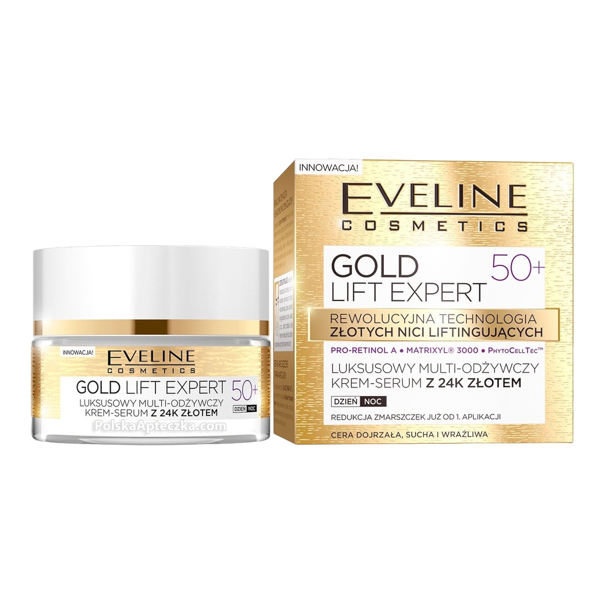 Eveline, Gold Lift Expert 50+ Multi-Odżywczy krem-serum z 24K złotem 50 g