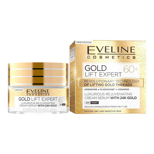 Eveline, Gold Lift Expert 60+ luksusowy odmładzający krem-serum z 24k złotem