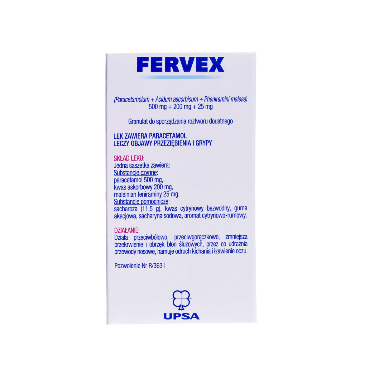 Fervex 12 saszetek Ingredients