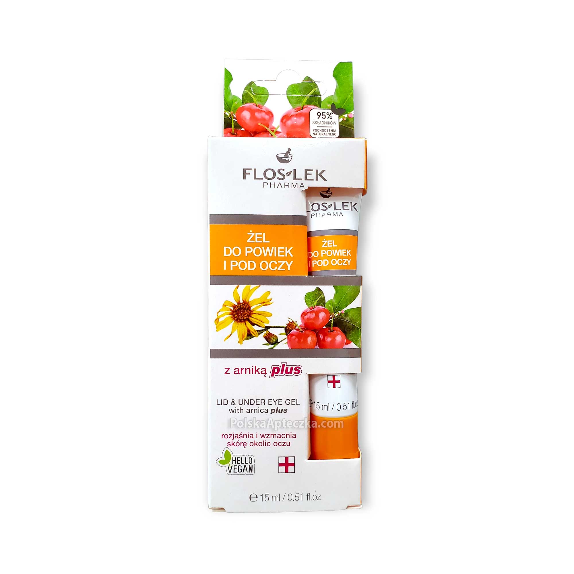Floslek Pharma Arnica Plus Lid & Under Eye Gel 15 ml for Puffiness, Dark Circles & Tired Eyes 15 ml