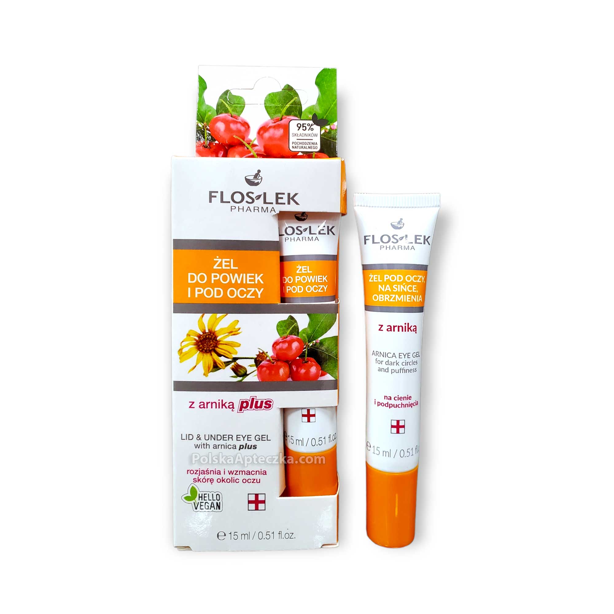 Floslek Pharma Arnica Plus Lid & Under Eye Gel 15 ml for Puffiness, Dark Circles & Tired Eyes 15 ml tube