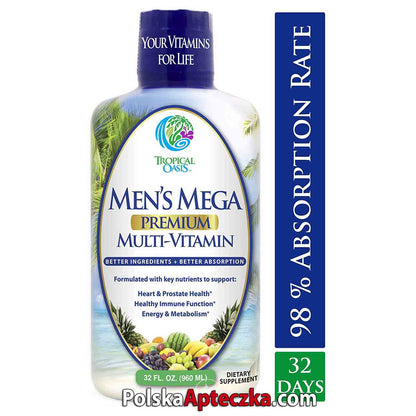 Tropical Oasis Men's Mega Premium Multi-Vitamin 32 fl oz (960 ml) Liquid