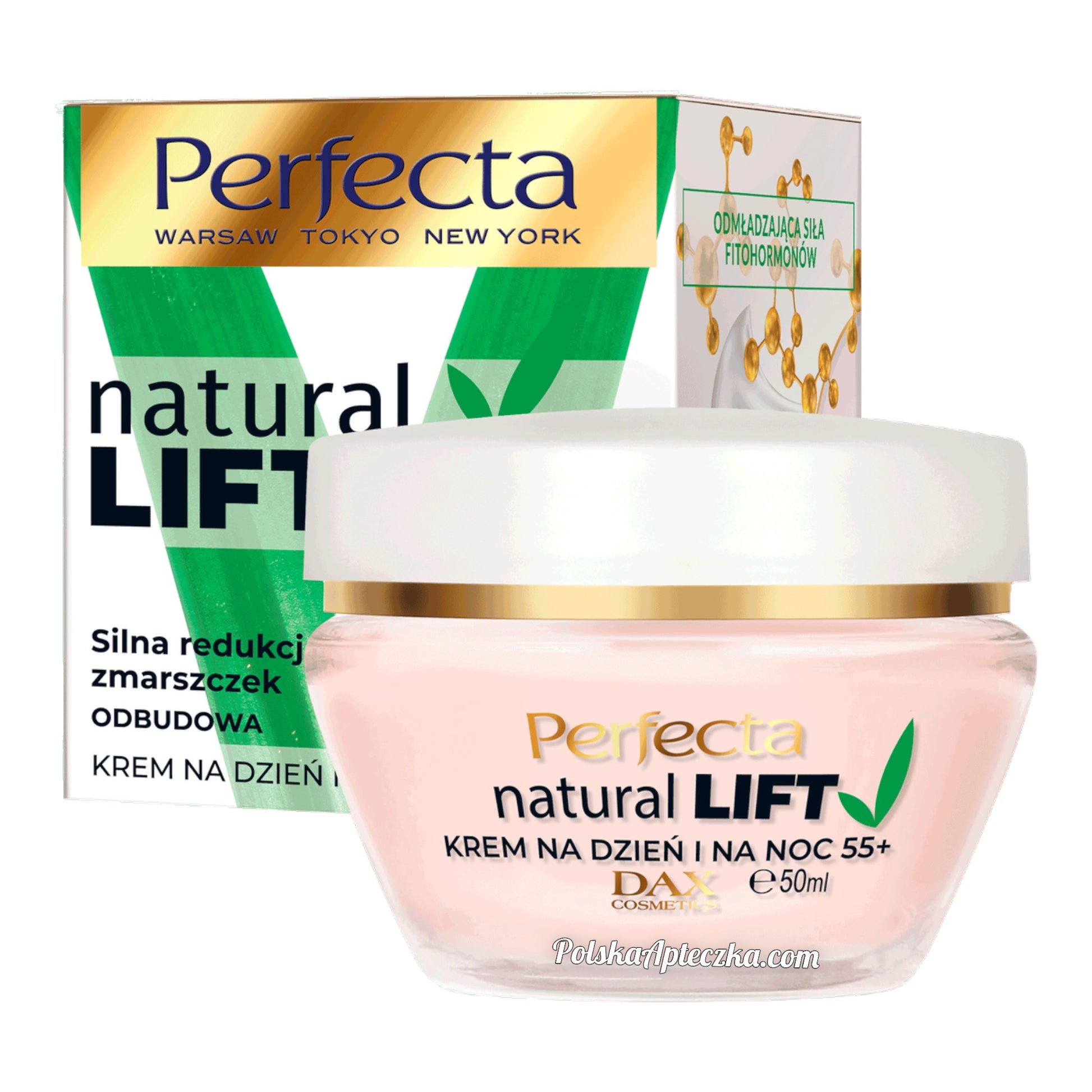 Perfecta, Natural Lift 55+ Krem odbudowujacy + silna redukcja zmarszczek na dzien i noc 50ml