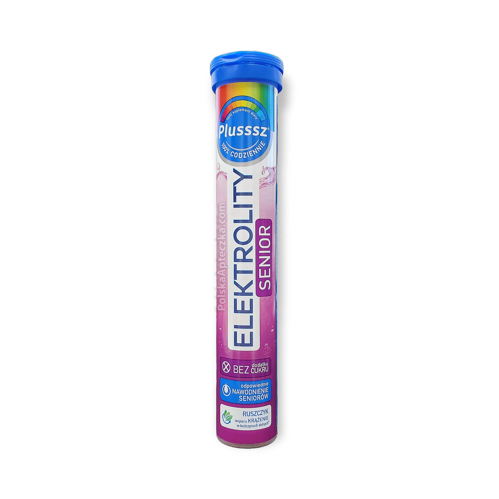Plusssz Elektrolity Senior Electrolyte Supplement for Seniors 20 Sugar-Free Effervescent Tablets tube
