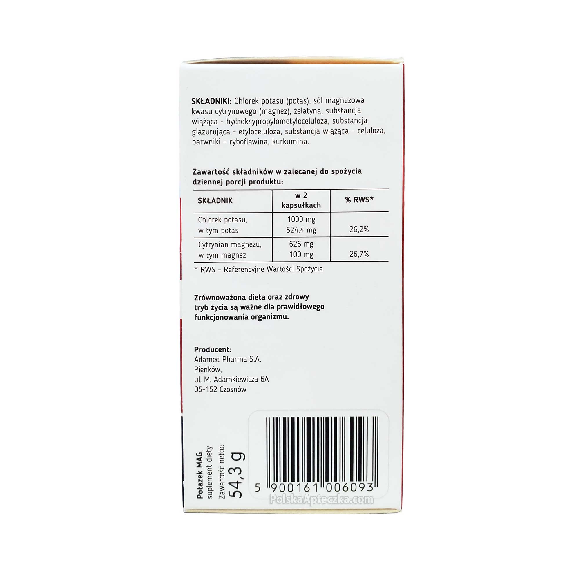 Potasek Mag 50 tablets ingredients