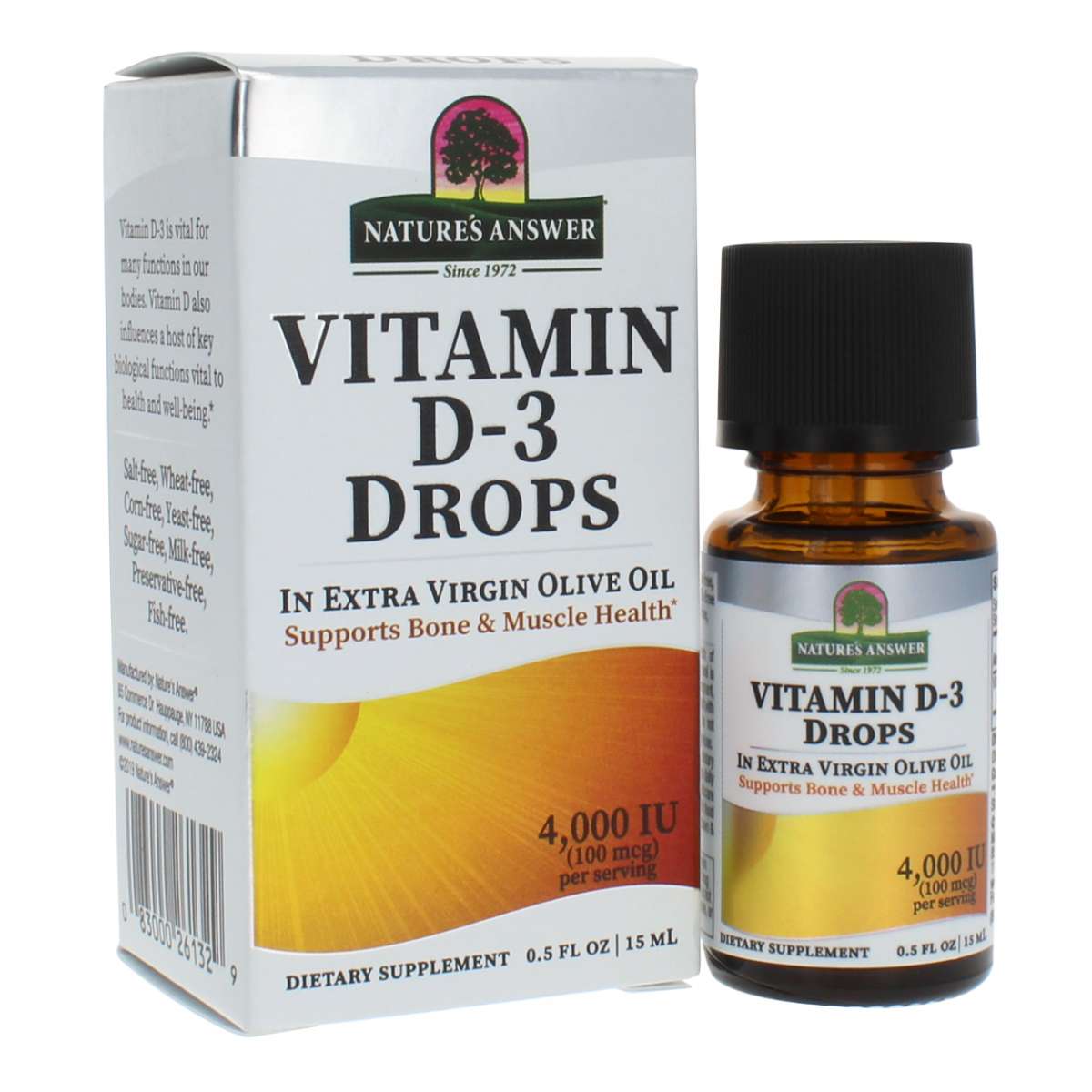 Vitamin D-3 Drops (4,000 IU in 2 Drops) 15ml (240 Servings)