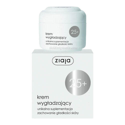25+ Semi-Rich Smoothing Day & Night Cream 50ml - Ziaja product packaging on a white background