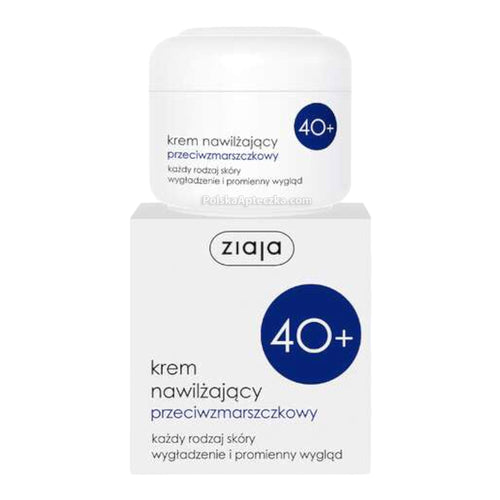 40+ Moisturizing Anti-Wrinkle Day Cream 50ml - Ziaja product packaging on a white background