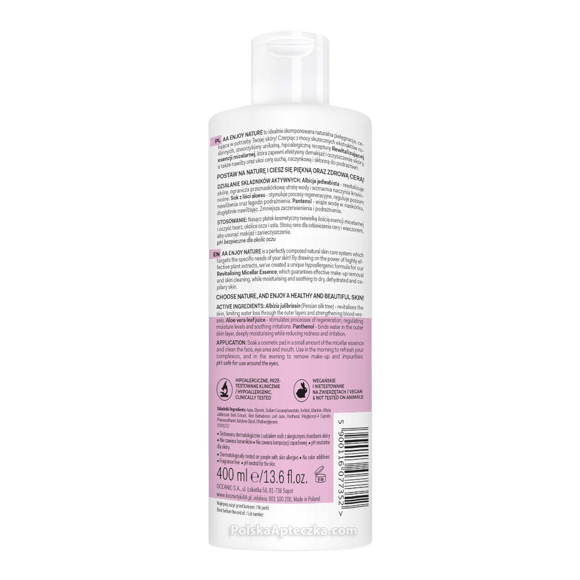 AA Oceanic, Enjoy Nature ALBICJA Rewitalizujacy plyn micelarny do demakijazu cera sucha 400 ml