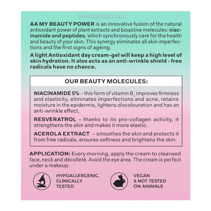 AA Oceanic, MY BEAUTY POWER NIACYNAMID 5% Antyoksydacyjny krem-żel na dzień 50 ml