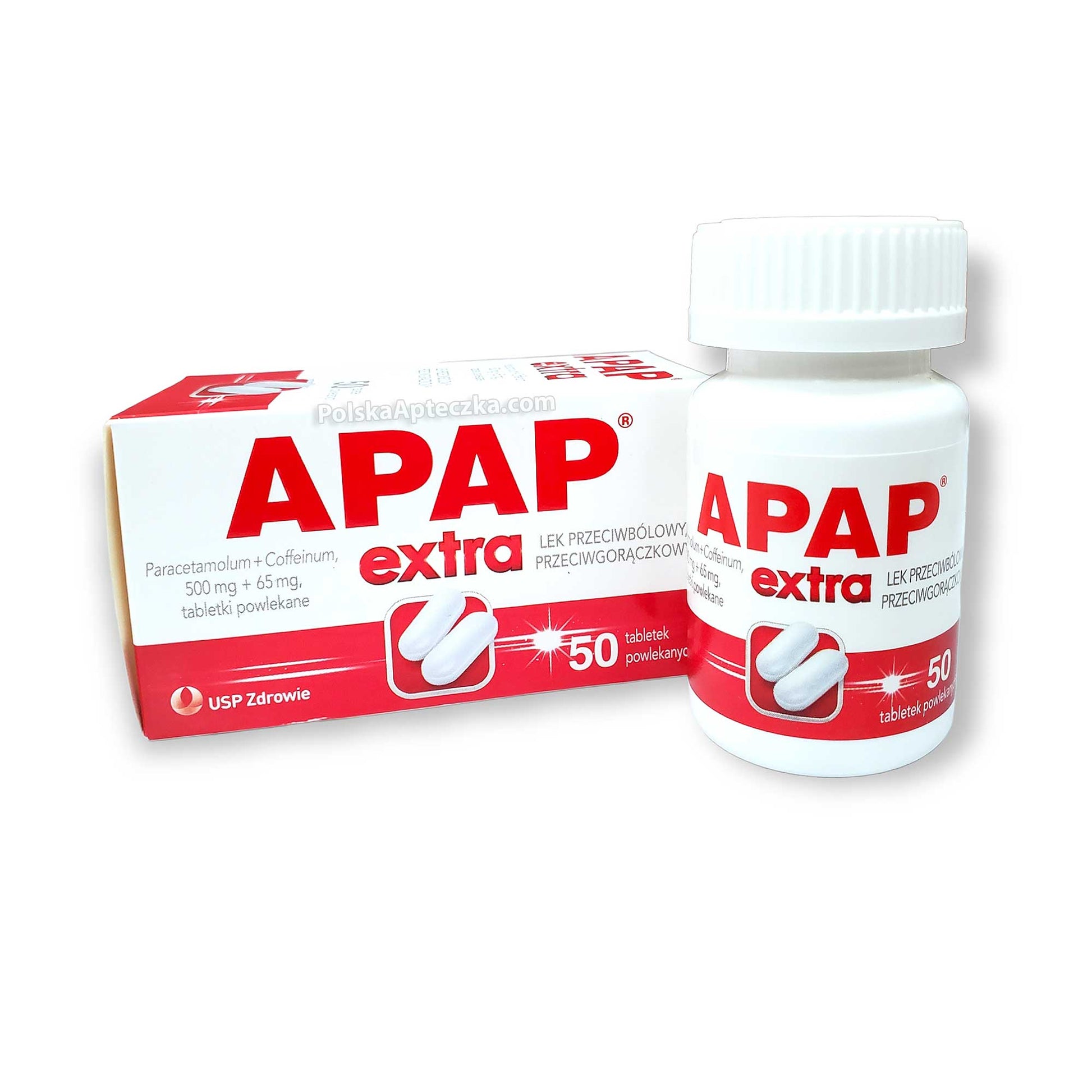 Apap Extra, lek przeciwbólowy i przeciwgorączkowy, 50 tabletek