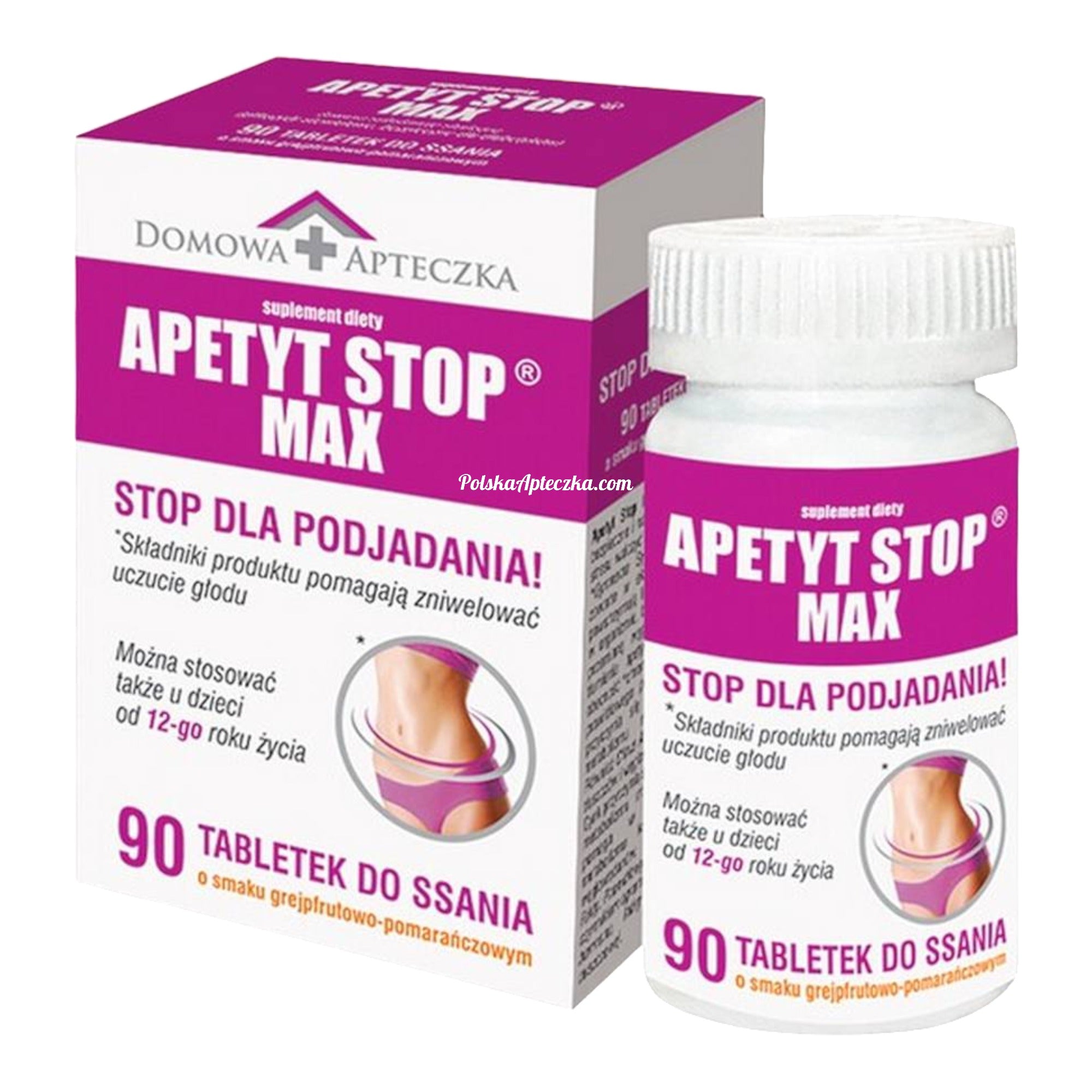 Apetyt Stop Max – 90 grapefruit-orange chewable tablets to suppress appetite and control cravings, suitable for adults and kids 12+
