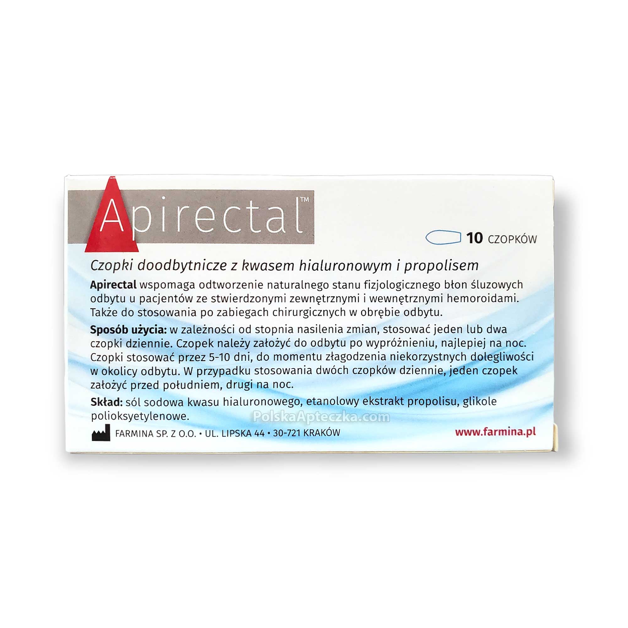 Apirectal Czopki doodbytnicze z kwasem hialuronowym i propolisem