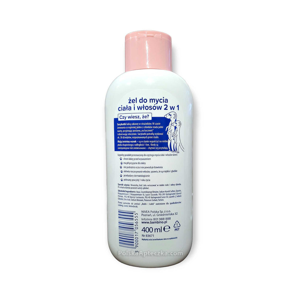 Bambino, Żel do mycia ciała i włosów 2 w 1, 400ml
