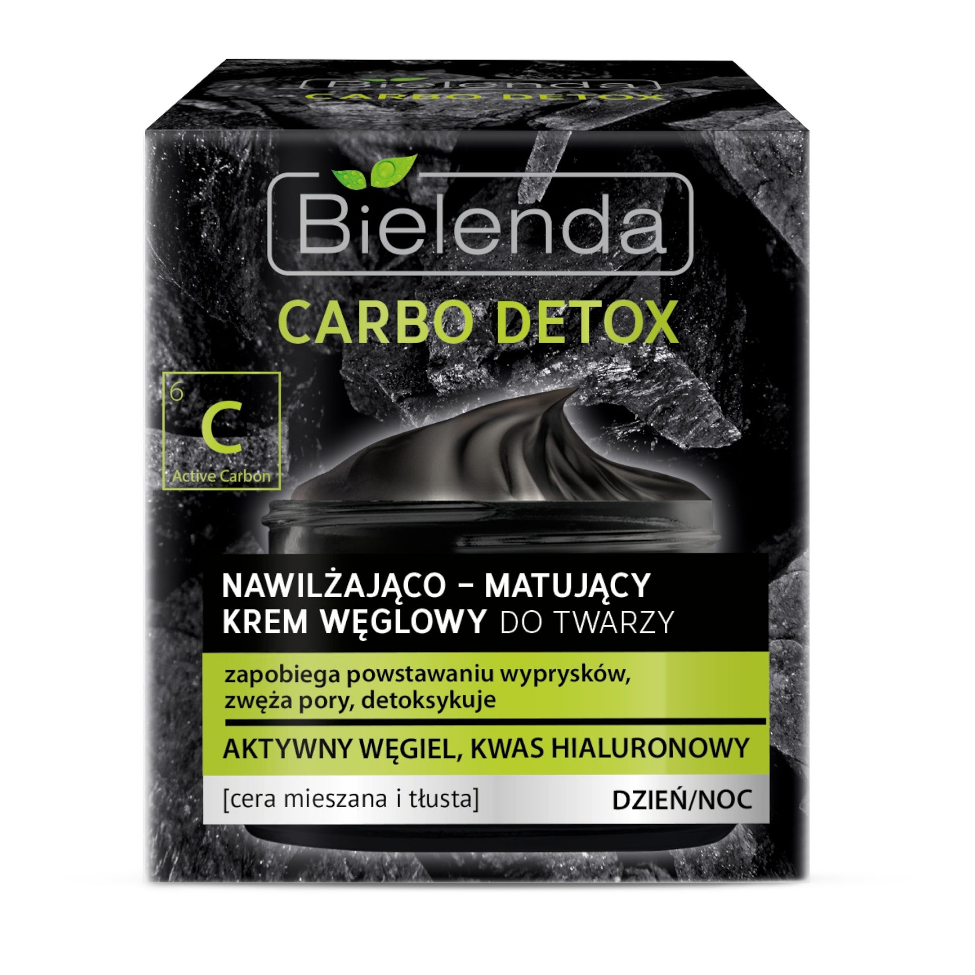 Bielenda, Carbo Detox, Nawilzajaco-matujacy krem weglowy do twarzy dzien i noc 50 g