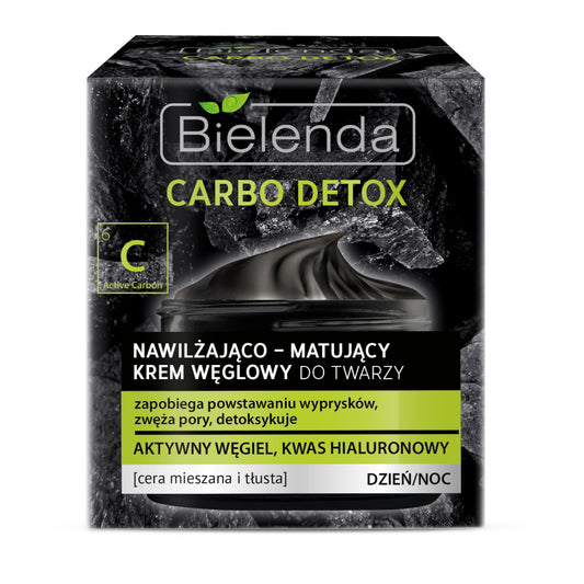 Bielenda, Carbo Detox, Nawilzajaco-matujacy krem weglowy do twarzy dzien i noc 50 g