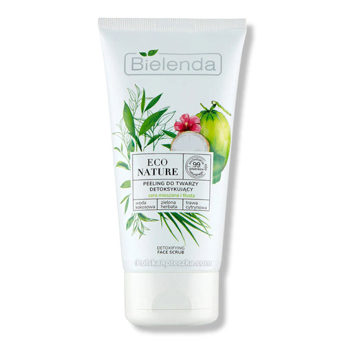 Bielenda, Eco Nature, Peeling do twarzy detoksujaco- matujacy Woda kokosowa + Zielona Herbata + Trawa Cytrynowa 150 g