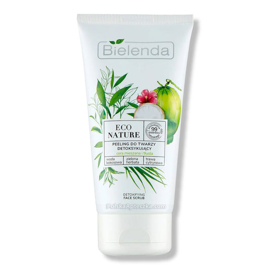 Bielenda, Eco Nature, Peeling do twarzy detoksujaco- matujacy Woda kokosowa + Zielona Herbata + Trawa Cytrynowa 150 g