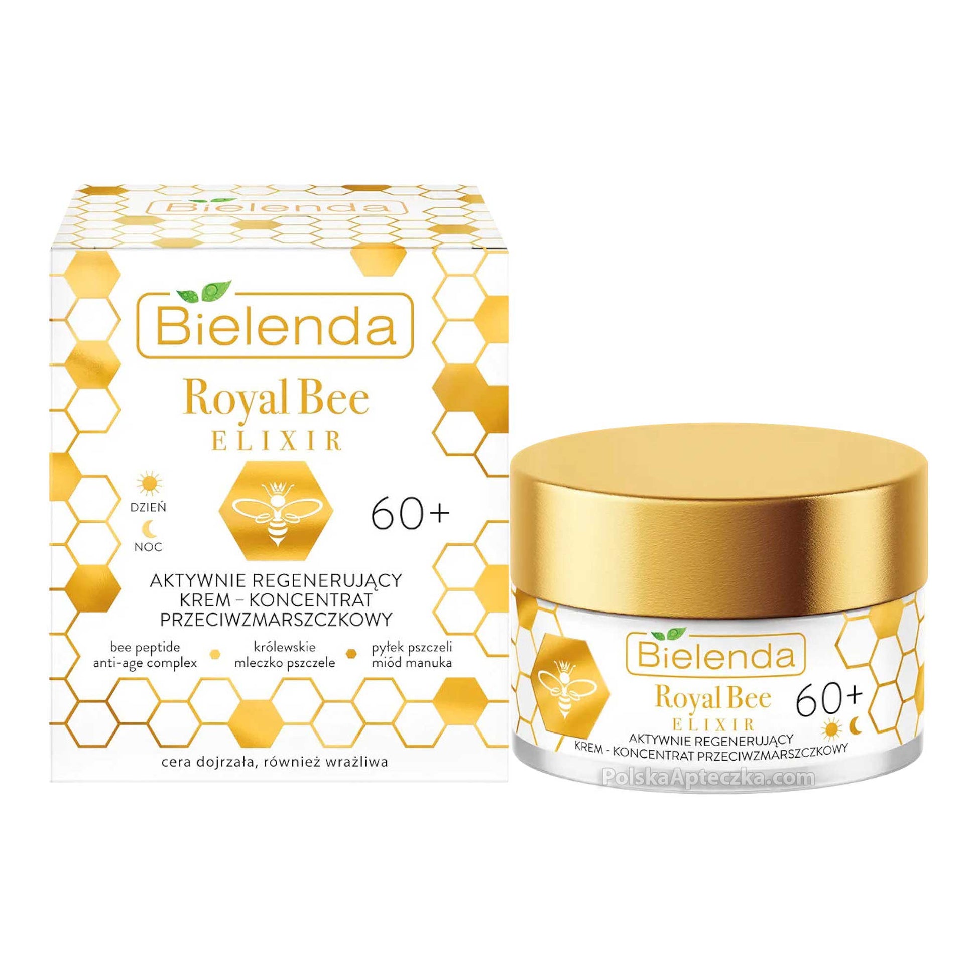 Bielenda, Royal Bee Elixir, 60+ Aktywnie regenerujacy krem - koncentrat przeciwzmarszczkowy na dzien i noc 50 g