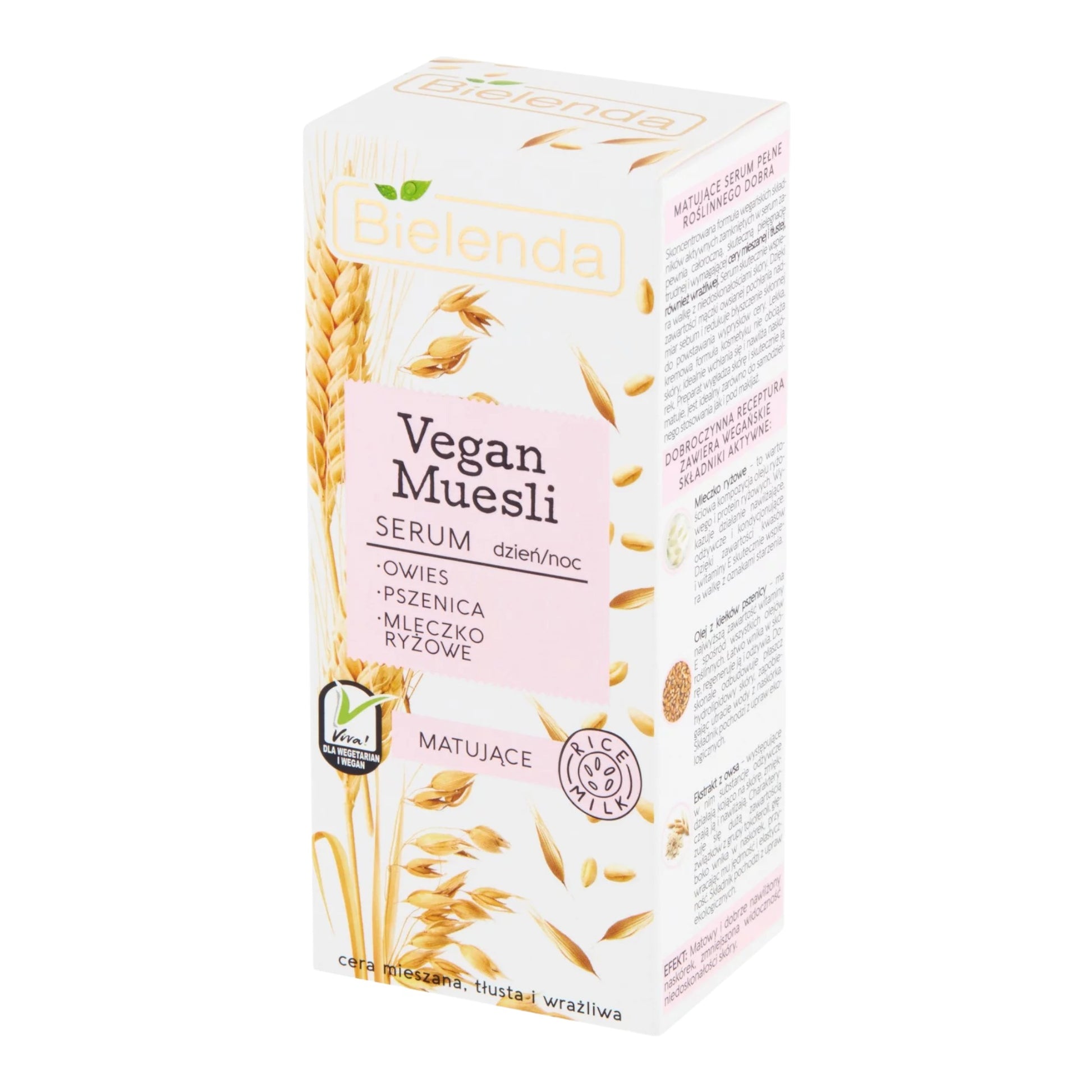 Bielenda, Vegan Muesli, serum matujące owies, prszenica, mleczko ryżowe 50 g