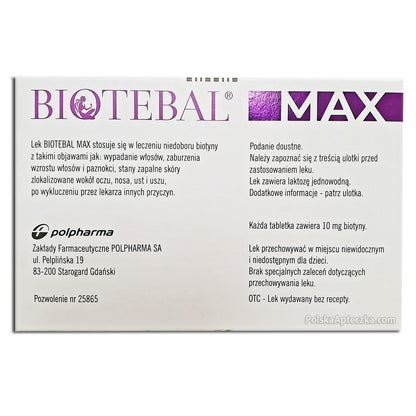 Biotebal MAX 10mg, 30 tabletek, Polfa
