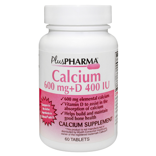 Calcium + D3 600mg/400IU, 60 tablets