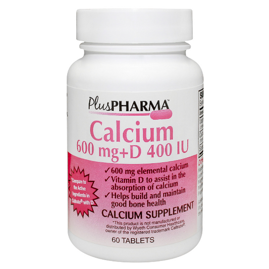 Calcium + D3 600mg/400IU, 60 tablets