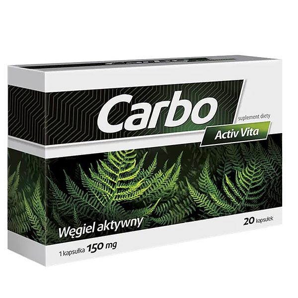 Carbo Activ Vita Activated Charcoal Capsules – 150mg for Digestive Support, Bloating, and Detox – 20 Count