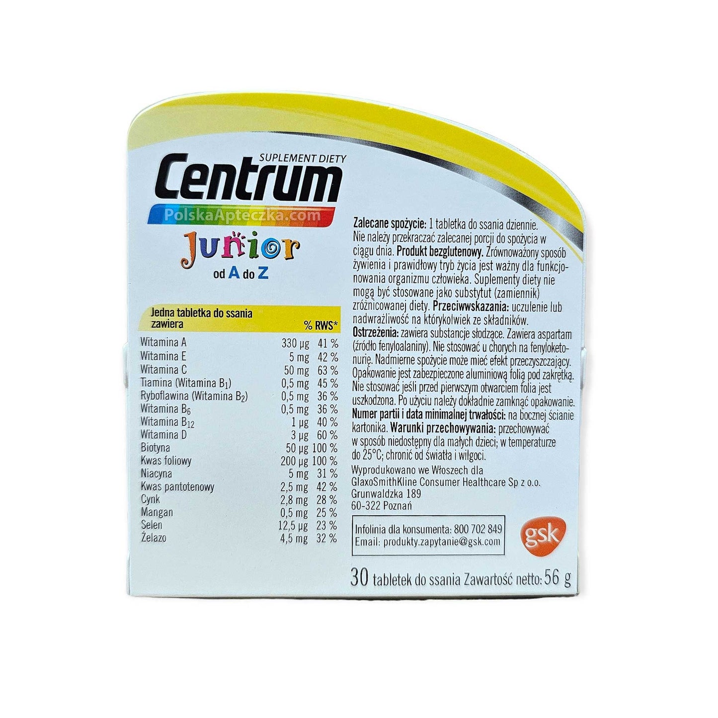 Centrum Junior od A do Z dla dzieci od 4 roku życia 30 tabletek do ssania