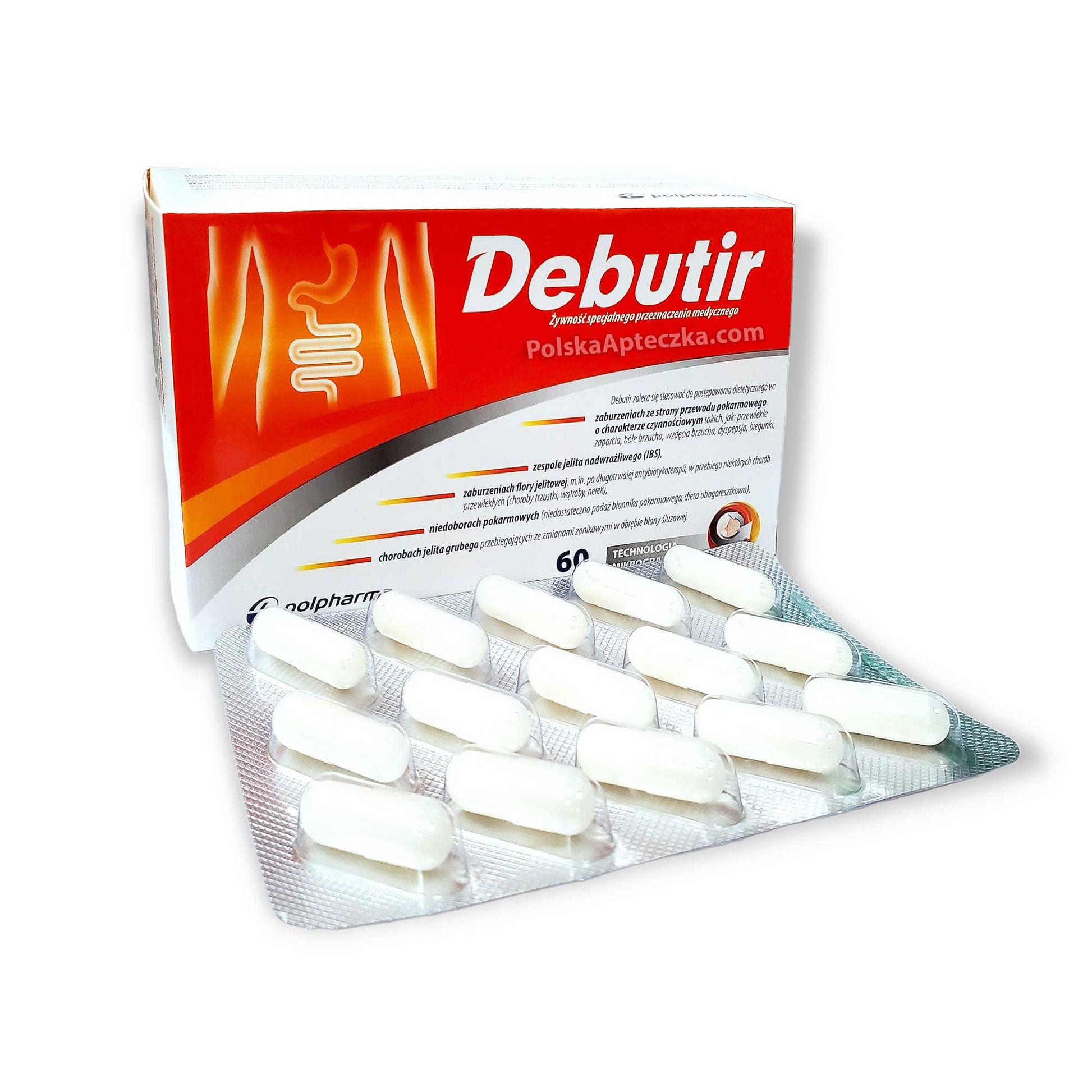Debutir, maślan sodu przy zespole jelita nadwrazliwego (IBS), 60 kapsulek