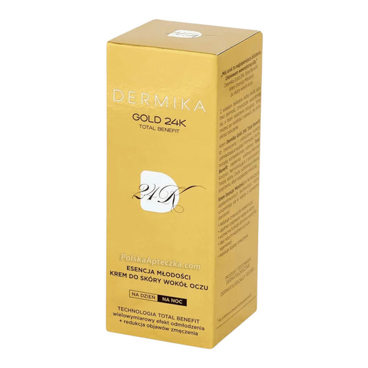 Dermika Gold 24K Total Benefit, Esencja młodości krem do skóry wokół oczu 15 ml