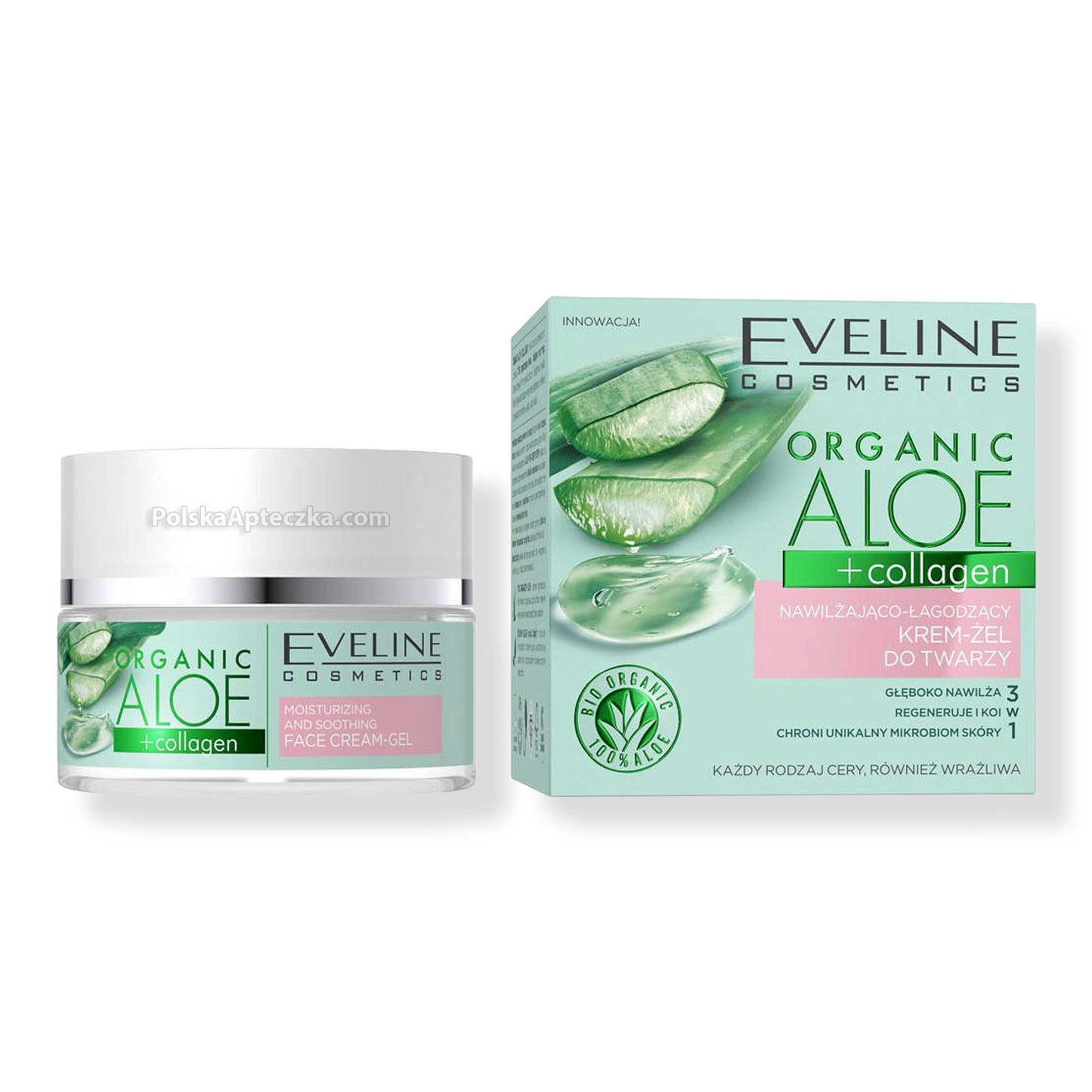 Eveline, Organic Aloe + Collagen krem-żel do twarzy 50 ml