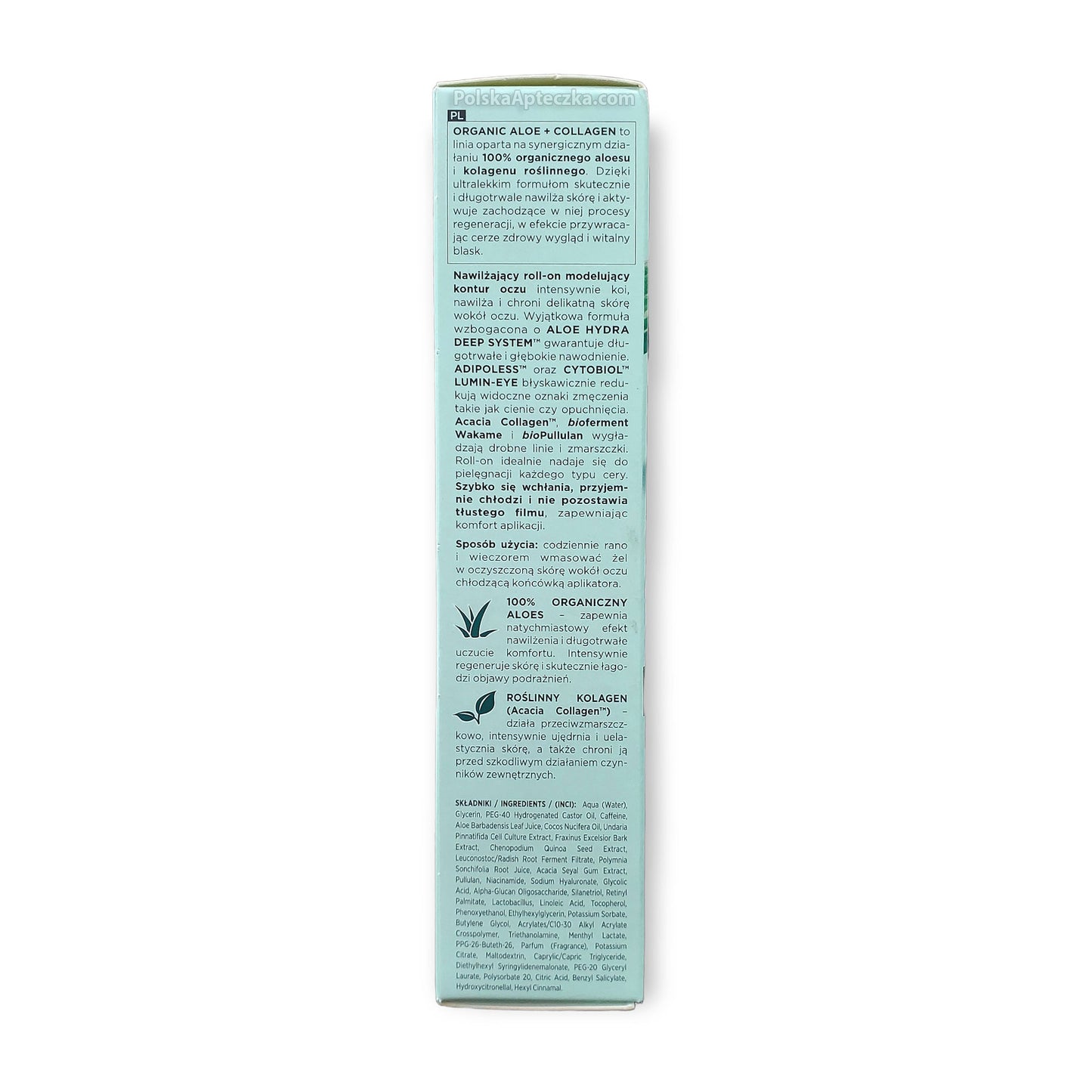 Eveline, Organic Aloe + Collagen Roll-on pod oczy 3w1 15 ml