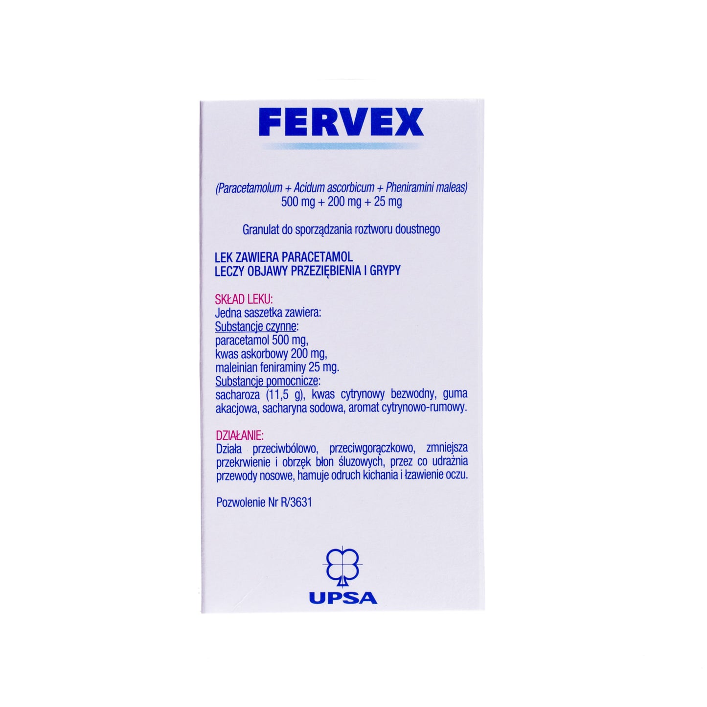 Fervex, smak cytrynowy, 12 saszetek - Apteczka | Proton Nutrition