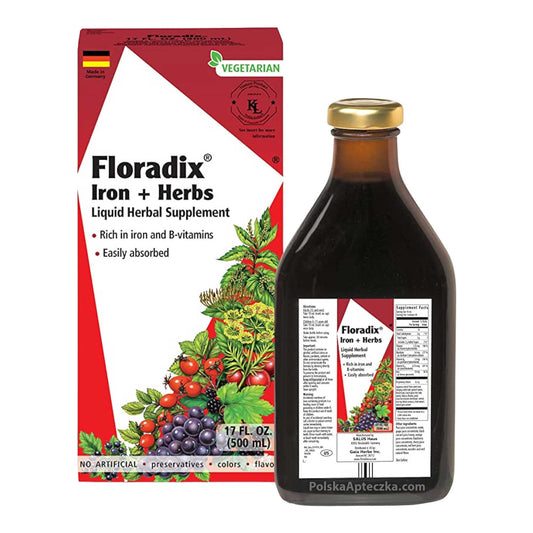 Floradix Iron + Herbs 500ml, Salus | Żelazo w płynie